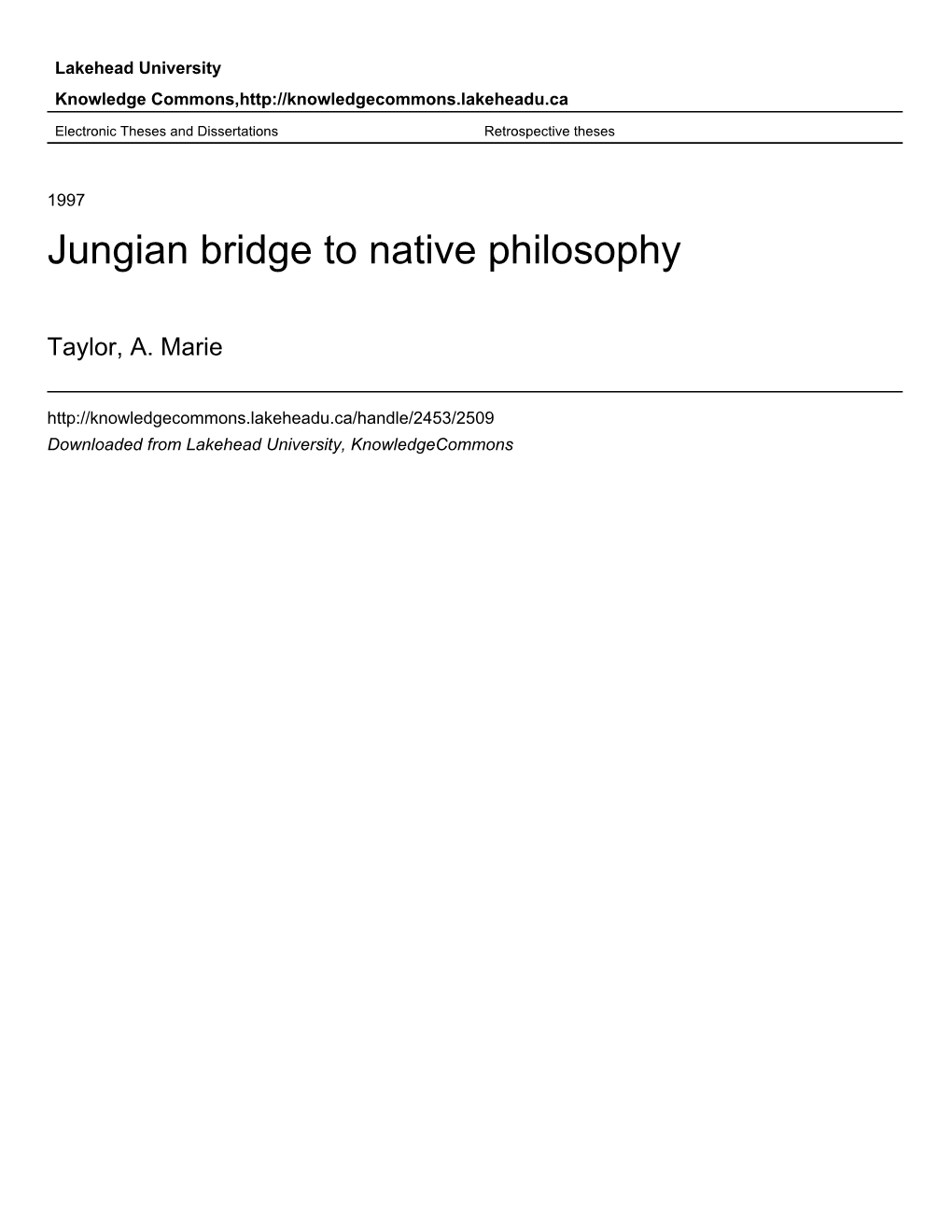 Jungian Bridge to Native Philosophy