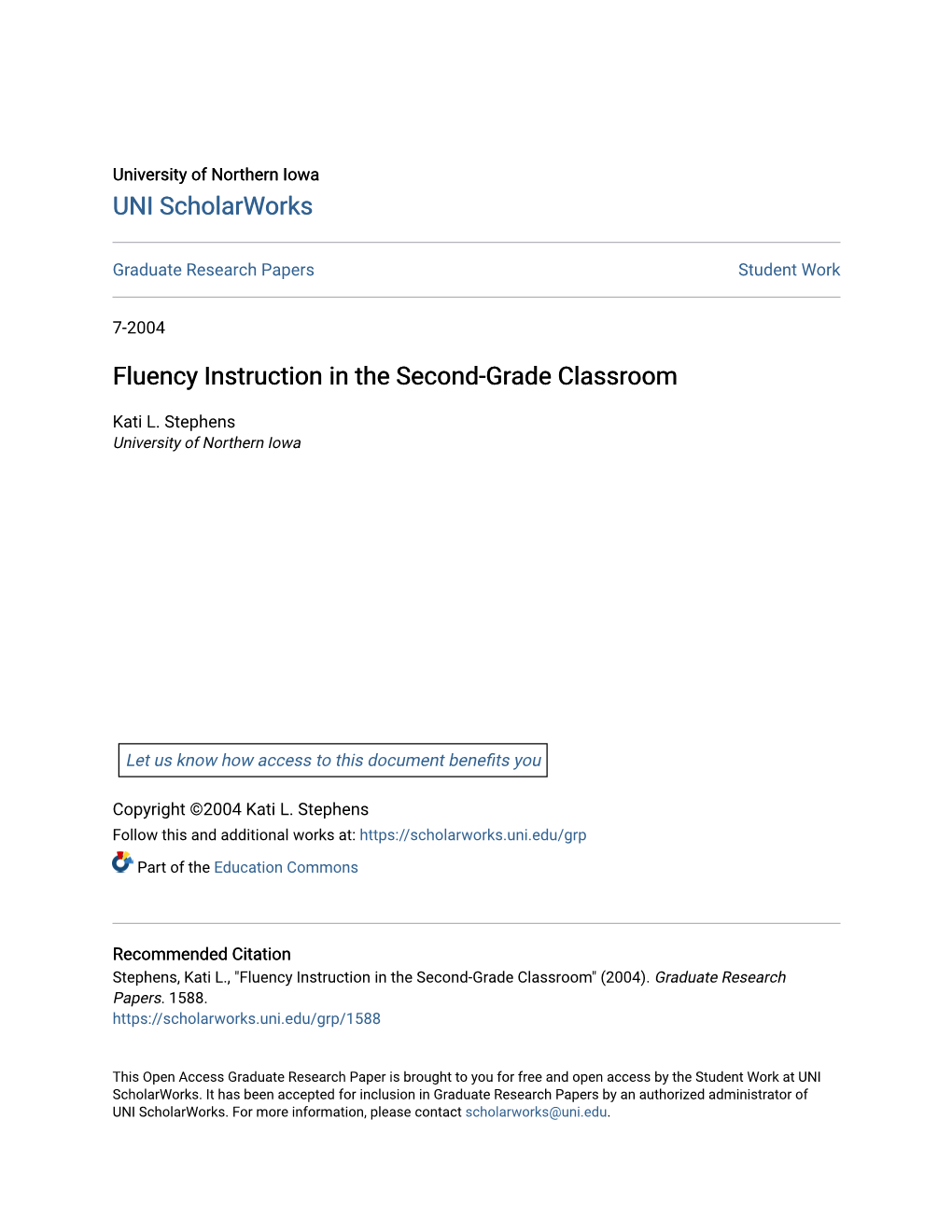 Fluency Instruction in the Second-Grade Classroom