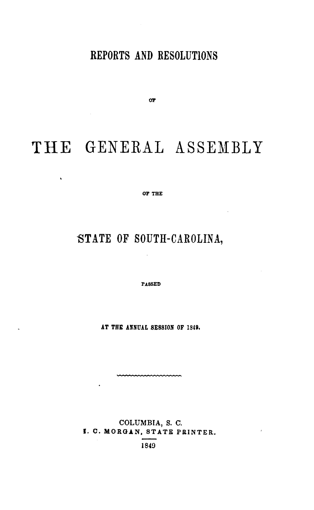 Acts and Resolutions of the General Assembly of the State of South