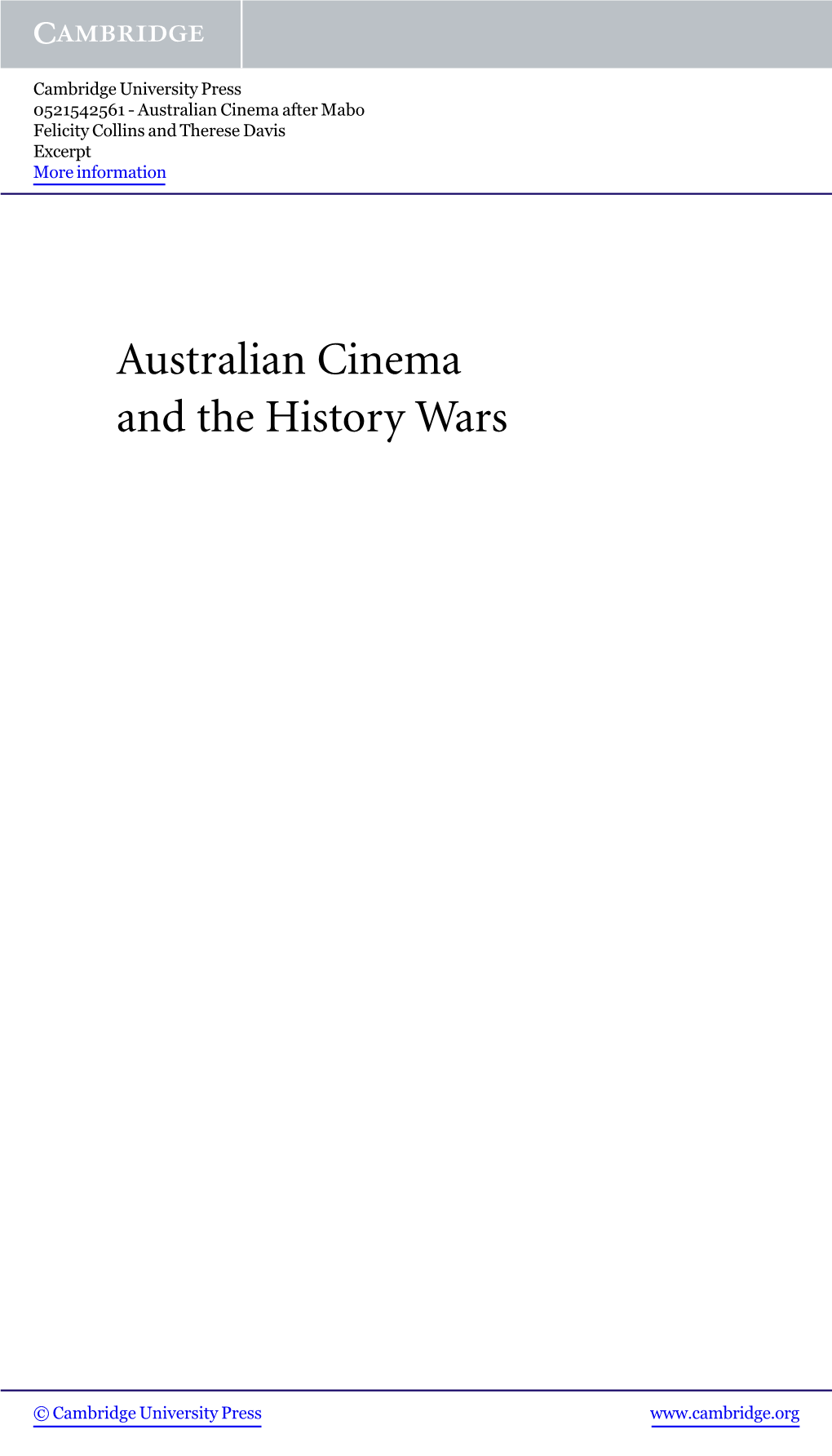 Australian Cinema and the History Wars