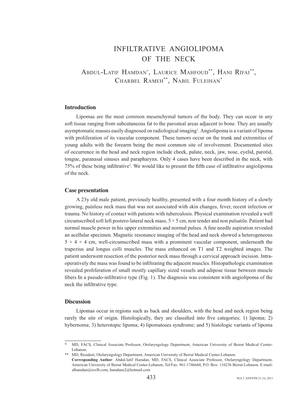 Infiltrative Angiolipoma of the Neck