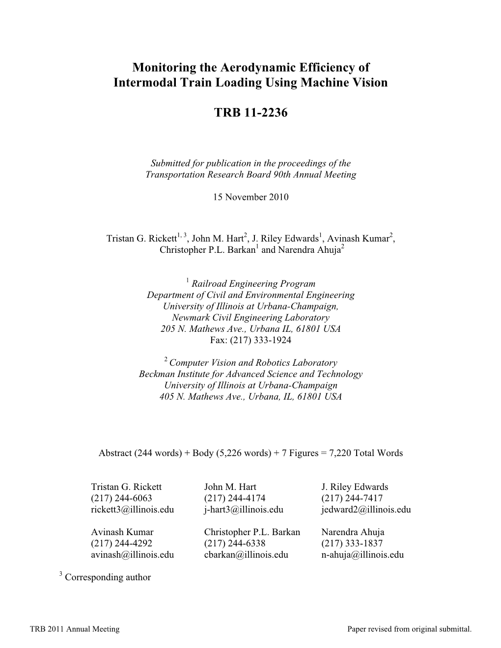 Monitoring the Aerodynamic Efficiency of Intermodal Train Loading Using Machine Vision