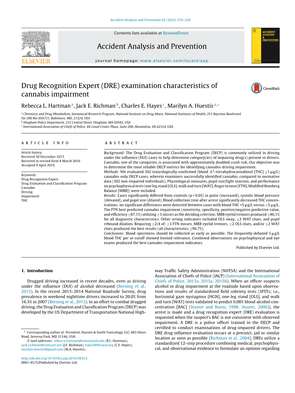 Drug Recognition Expert (DRE) Examination Characteristics Of