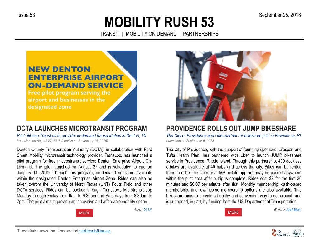 Mobility Rush 53 Transit | Mobility on Demand | Partnerships
