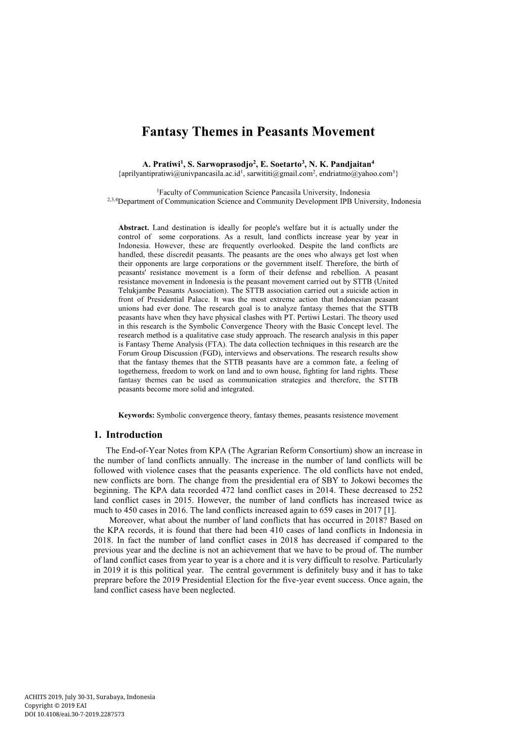 Fantasy Themes in Peasants Movement
