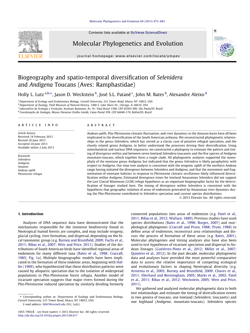 Biogeography and Spatio-Temporal Diversification of Selenidera And