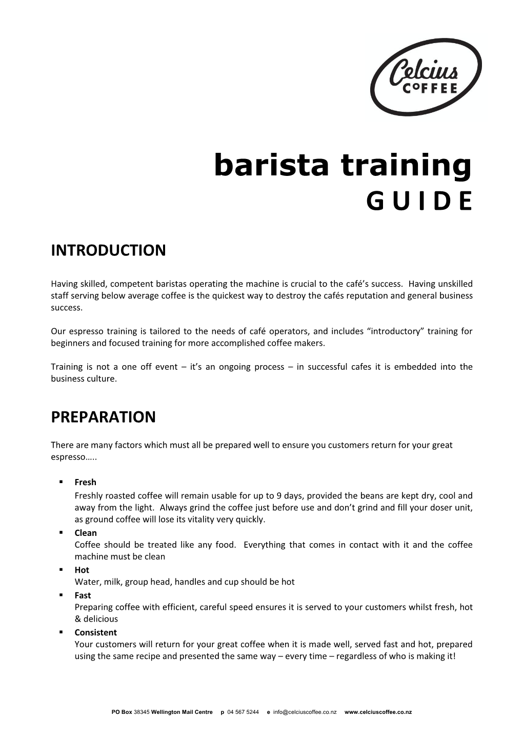Download Our Barista Training Guide