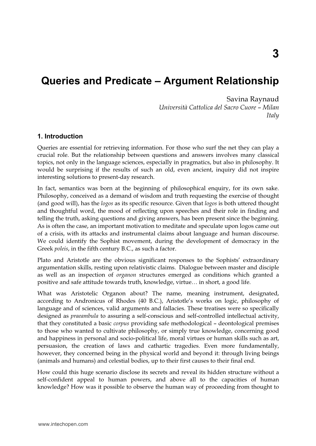 Queries and Predicate – Argument Relationship