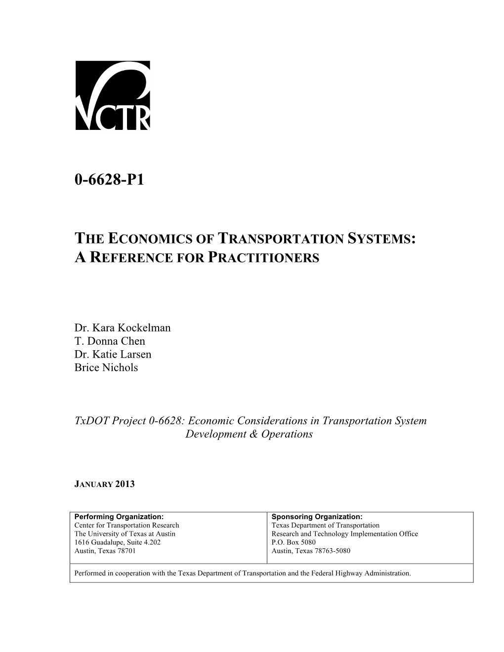 Economics of Transportation Systems: a Reference for Practitioners