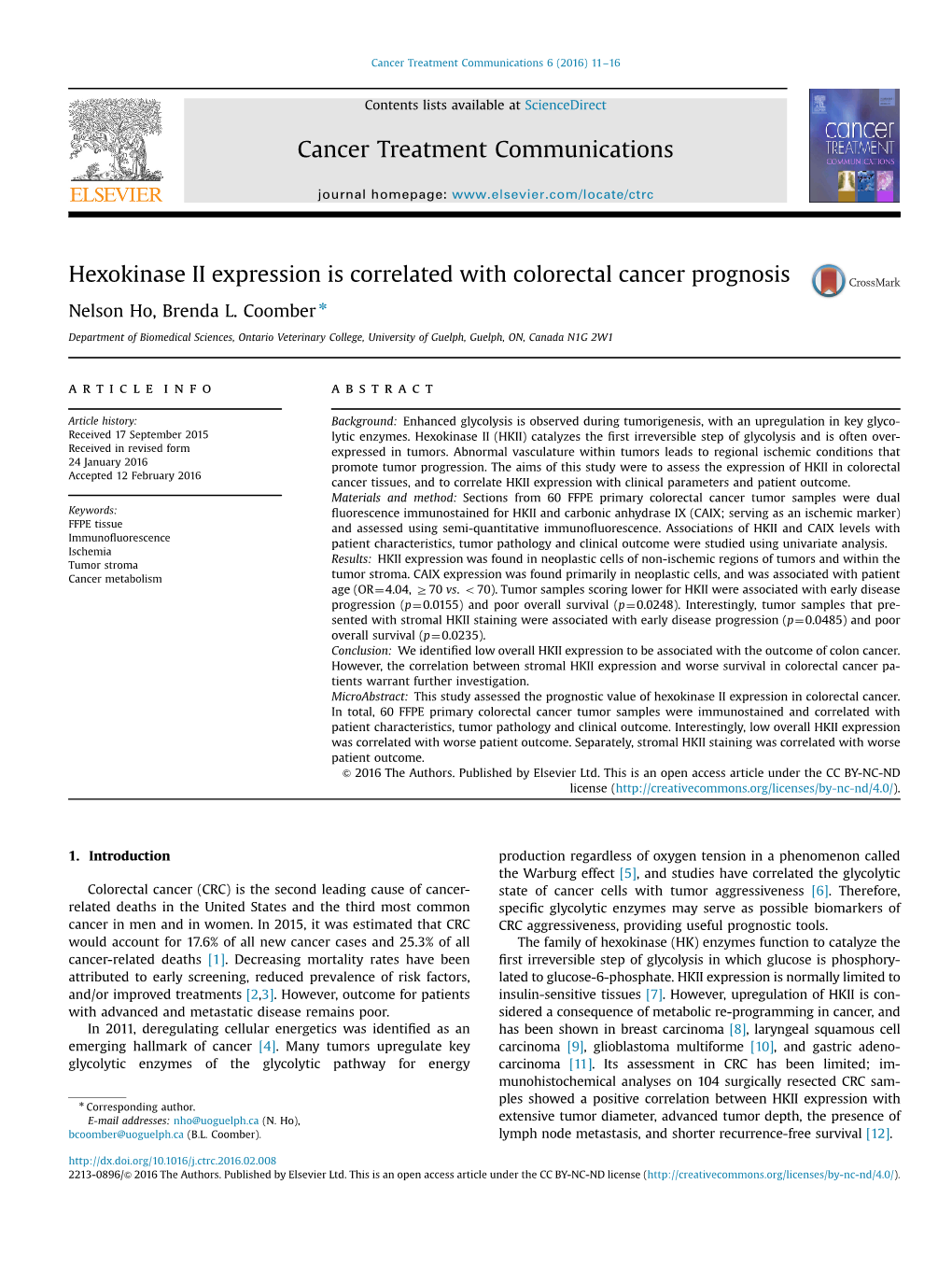 Hexokinase II Expression Is Correlated with Colorectal Cancer Prognosis