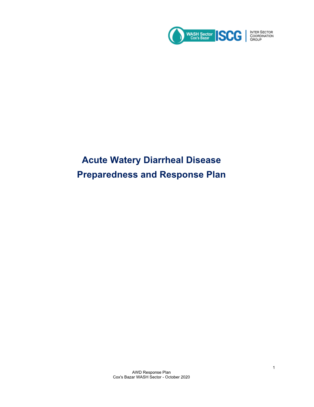 Acute Watery Diarrheal Disease Preparedness and Response Plan