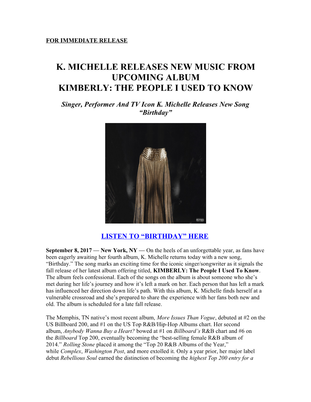 K. Michelle Releases New Music from Upcoming Album