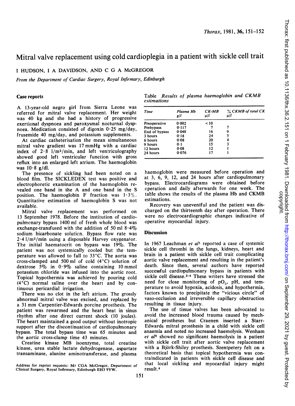 Mitral Valve Replacement Using Cold Cardioplegia in a Patient with Sickle Cell Trait