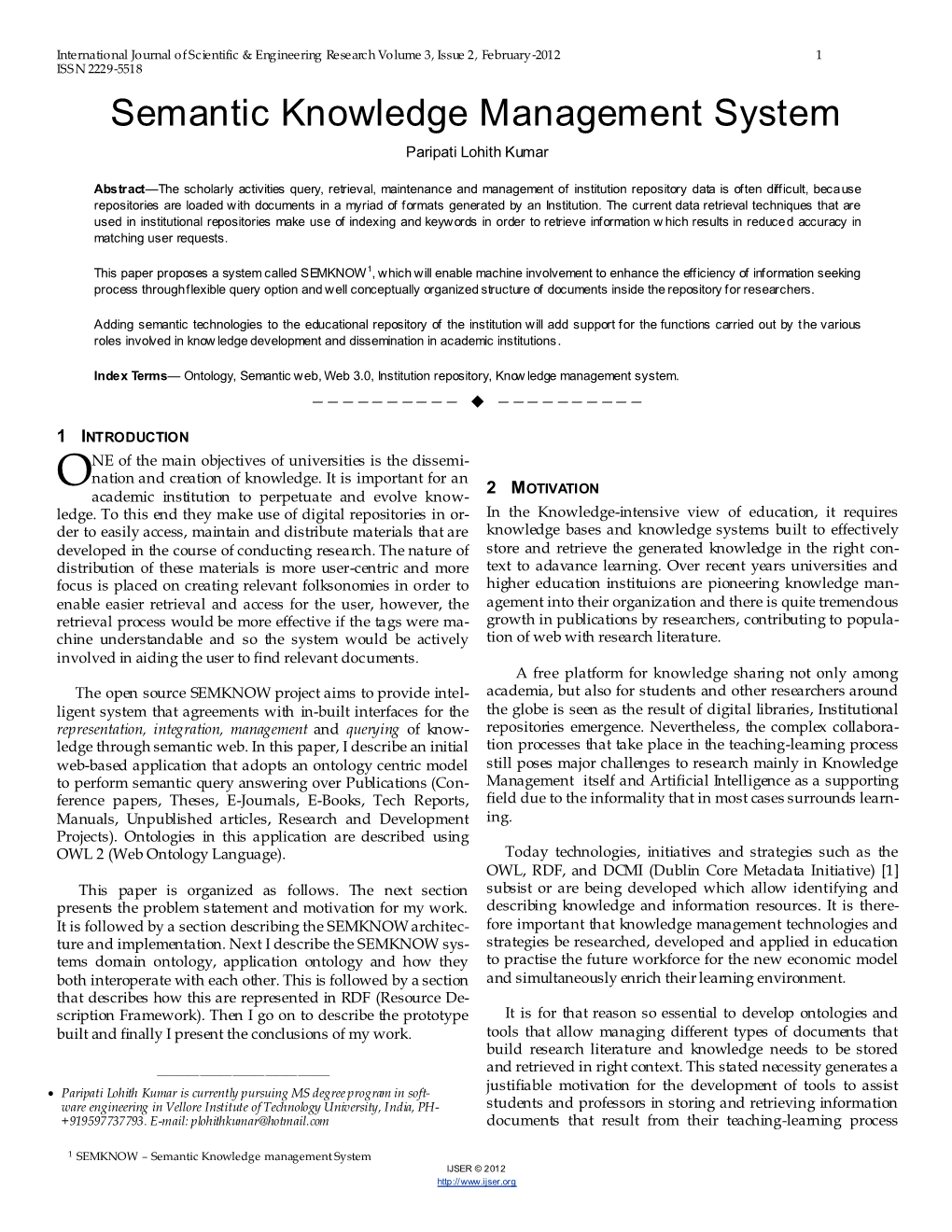 Semantic Knowledge Management System Paripati Lohith Kumar