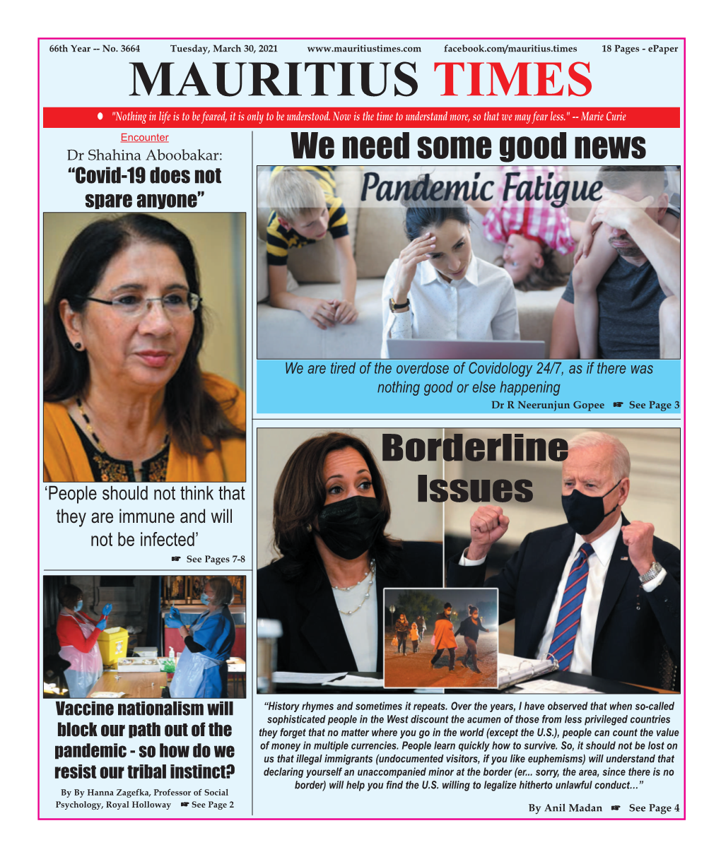 Mauritius Times Epaper Tuesday 30 March 2021