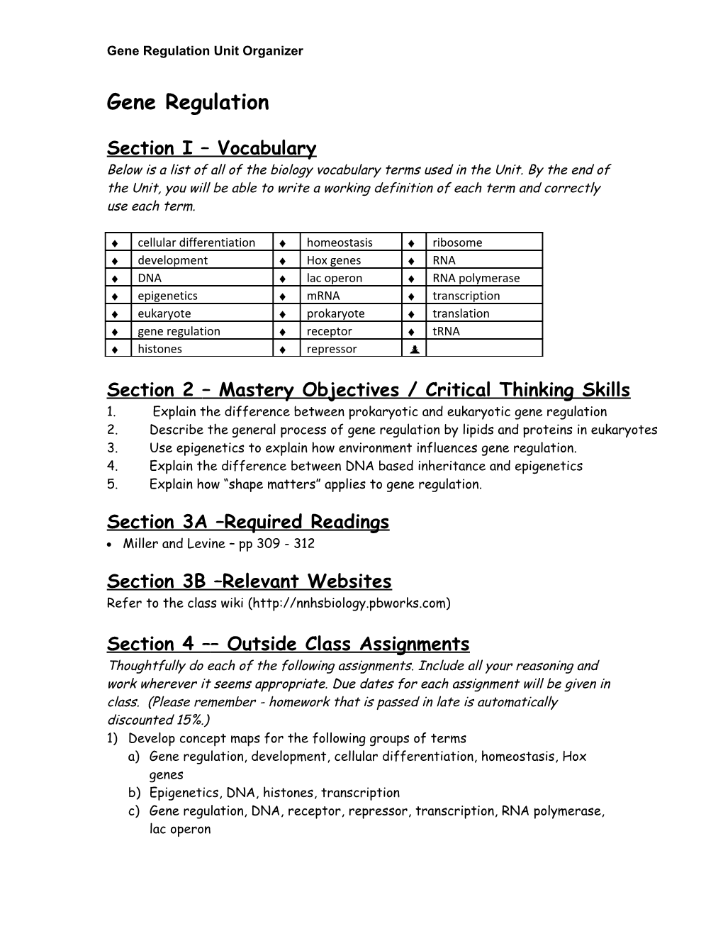 Ecology Unit Outline s1