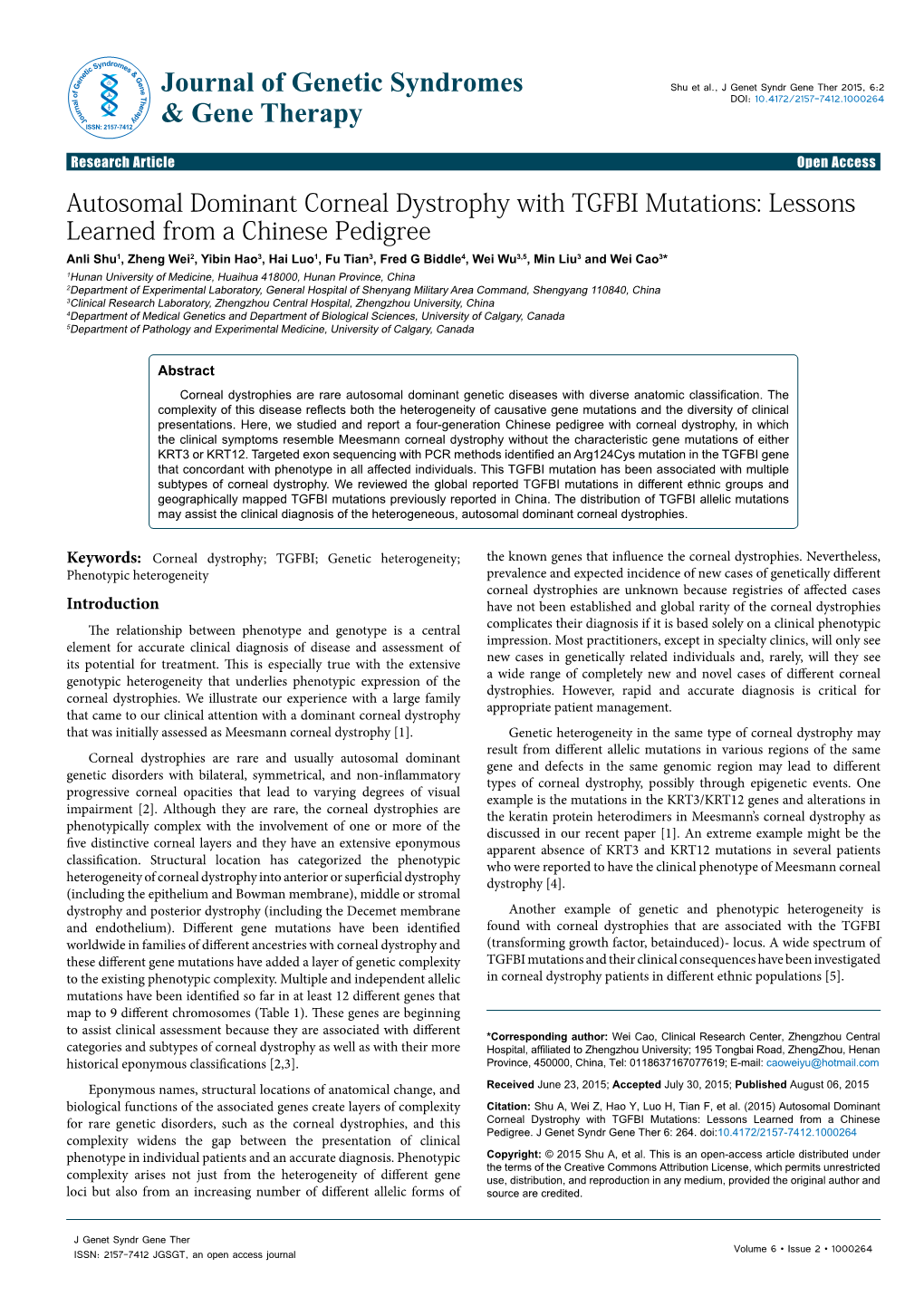 Autosomal Dominant Corneal Dystrophy with TGFBI Mutations