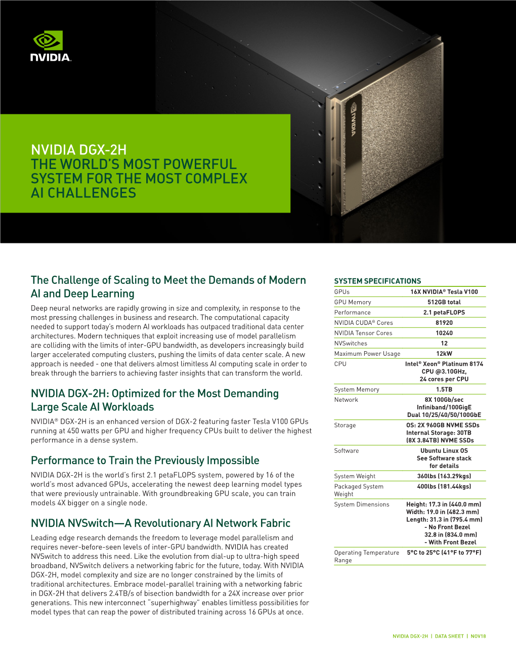 NVIDIA DGX-2H Datasheet