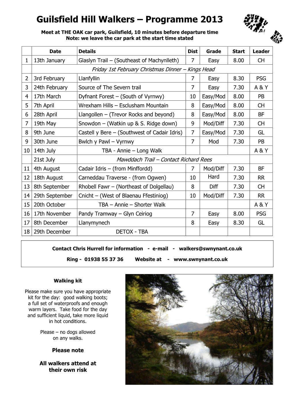 Guilsfield Hill Walkers 2007