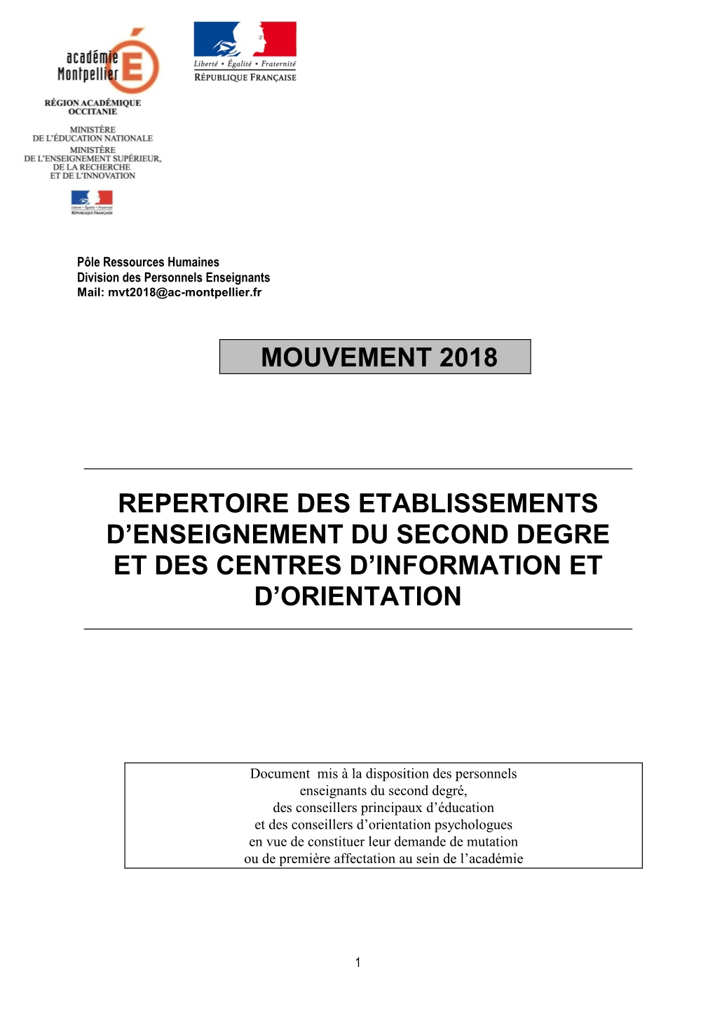 Répertoire Des Établissements 2018