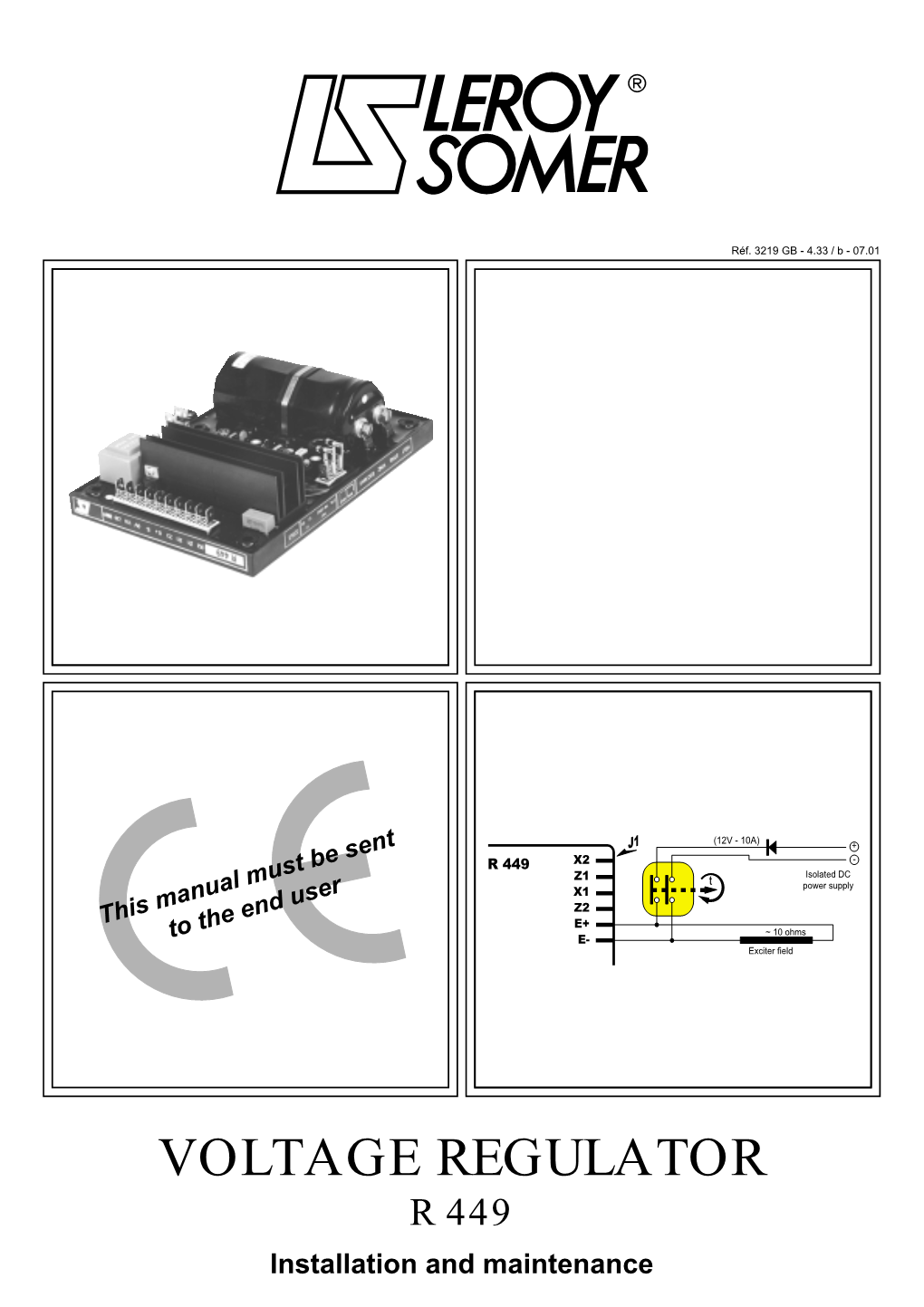 VOLTAGE REGULATOR R 449 Installation and Maintenance