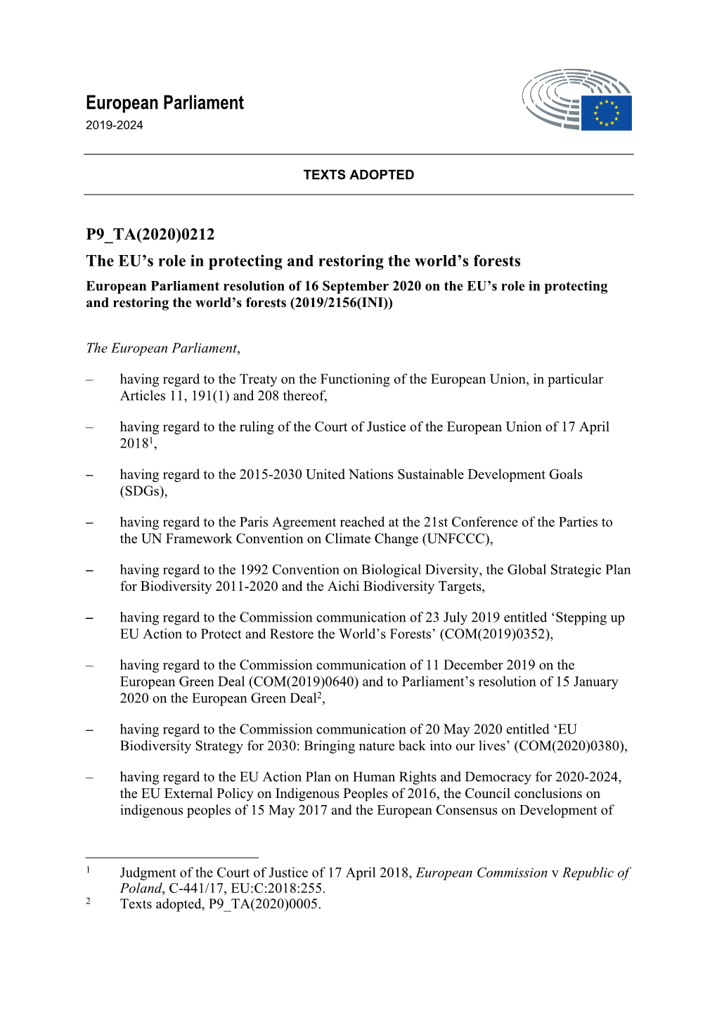 EU's Role in Protecting the World's Forests