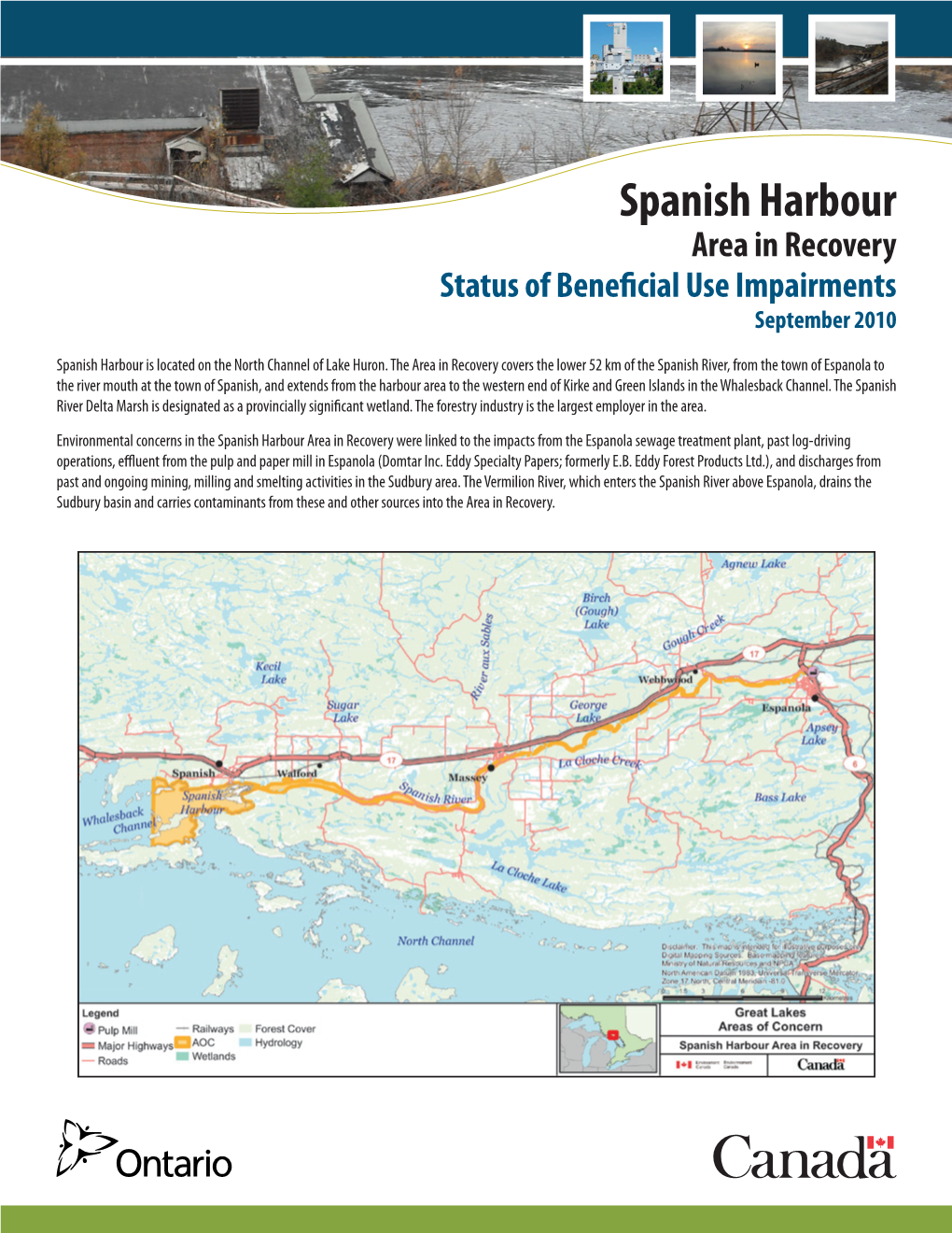 Spanish Harbour Area in Recovery Status of Beneficial Use Impairments September 2010