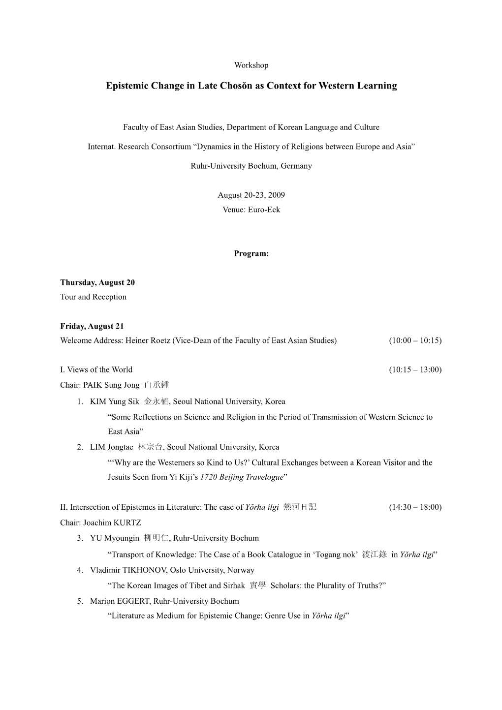 Epistemic Change in Late Chosŏn As Context for Western Learning