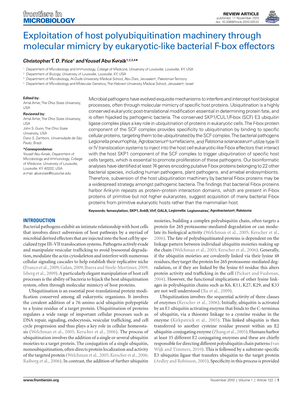 Exploitation of Host Polyubiquitination Machinery Through Molecular Mimicry by Eukaryotic-Like Bacterial F-Box Effectors