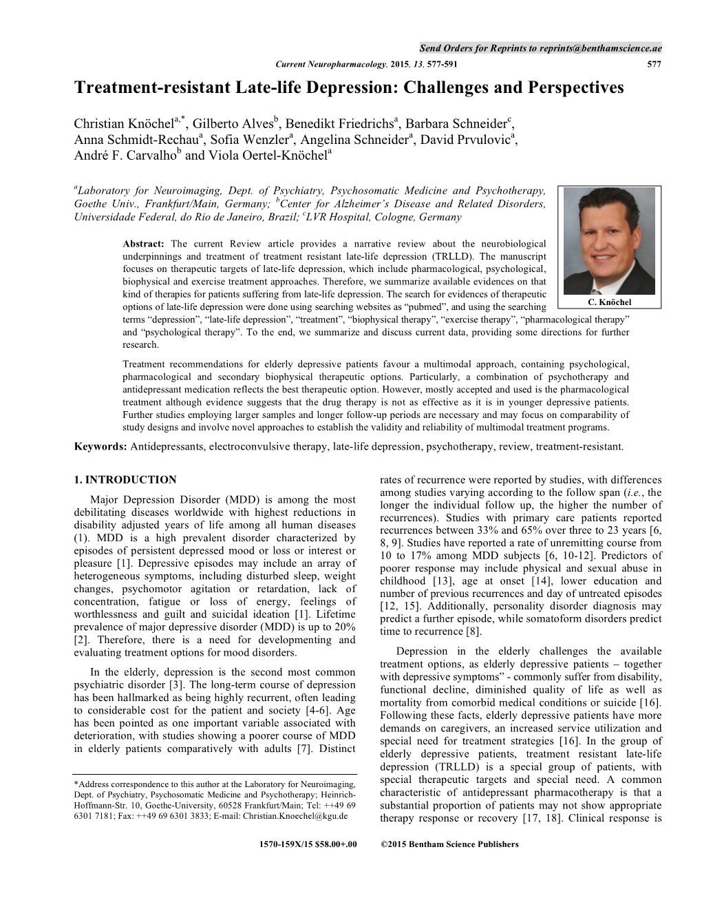 Treatment-Resistant Late-Life Depression: Challenges and Perspectives