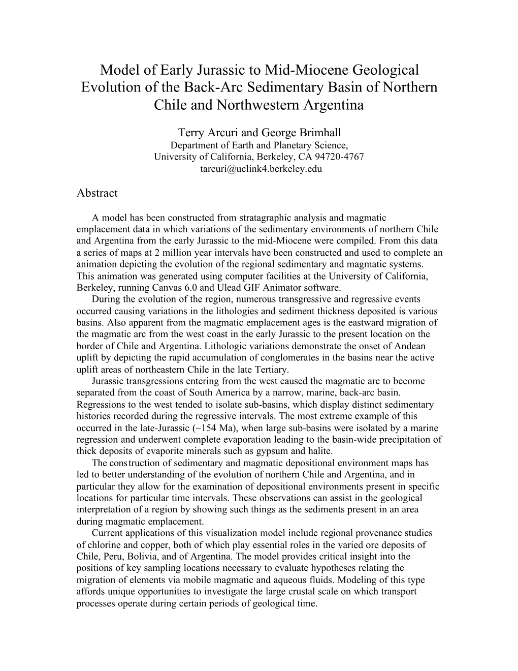 Model of Early Jurassic to Mid-Miocene Geological Evolution of the Back-Arc Sedimentary Basin of Northern Chile and Northwestern Argentina