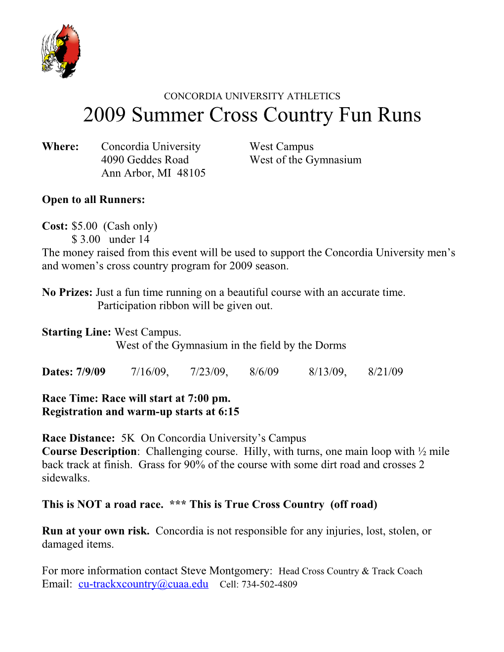 Summer Cross Country Fun Run