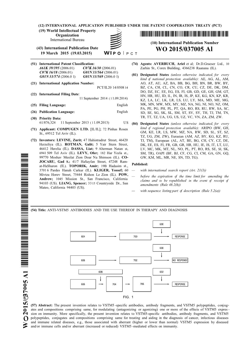 WO 2015/037005 Al 19 March 2015 (19.03.2015) P O P C T