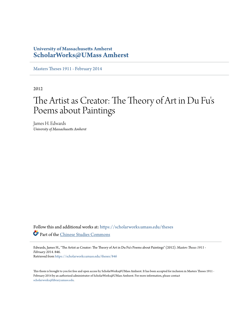 The Theory of Art in Du Fu's Poems About Paintings James H