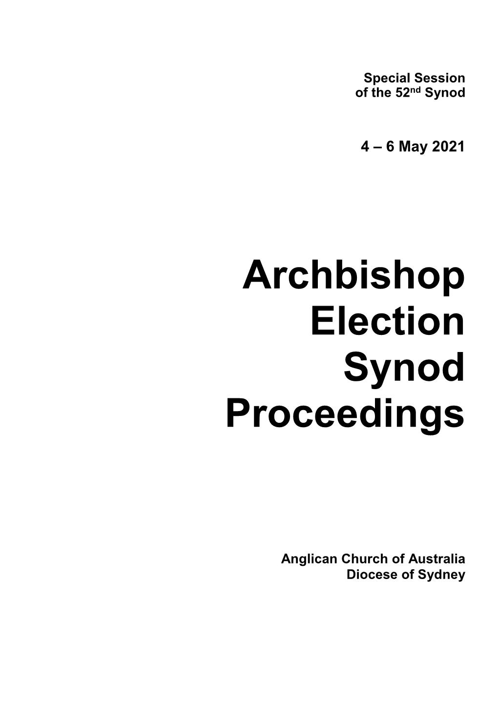 Archbishop Election Synod Proceedings