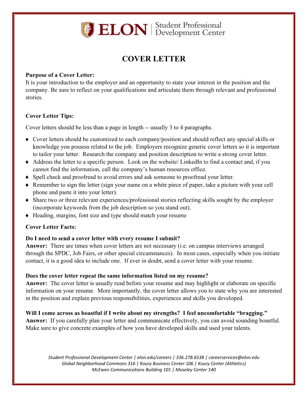 Cover Letter Quick Guide