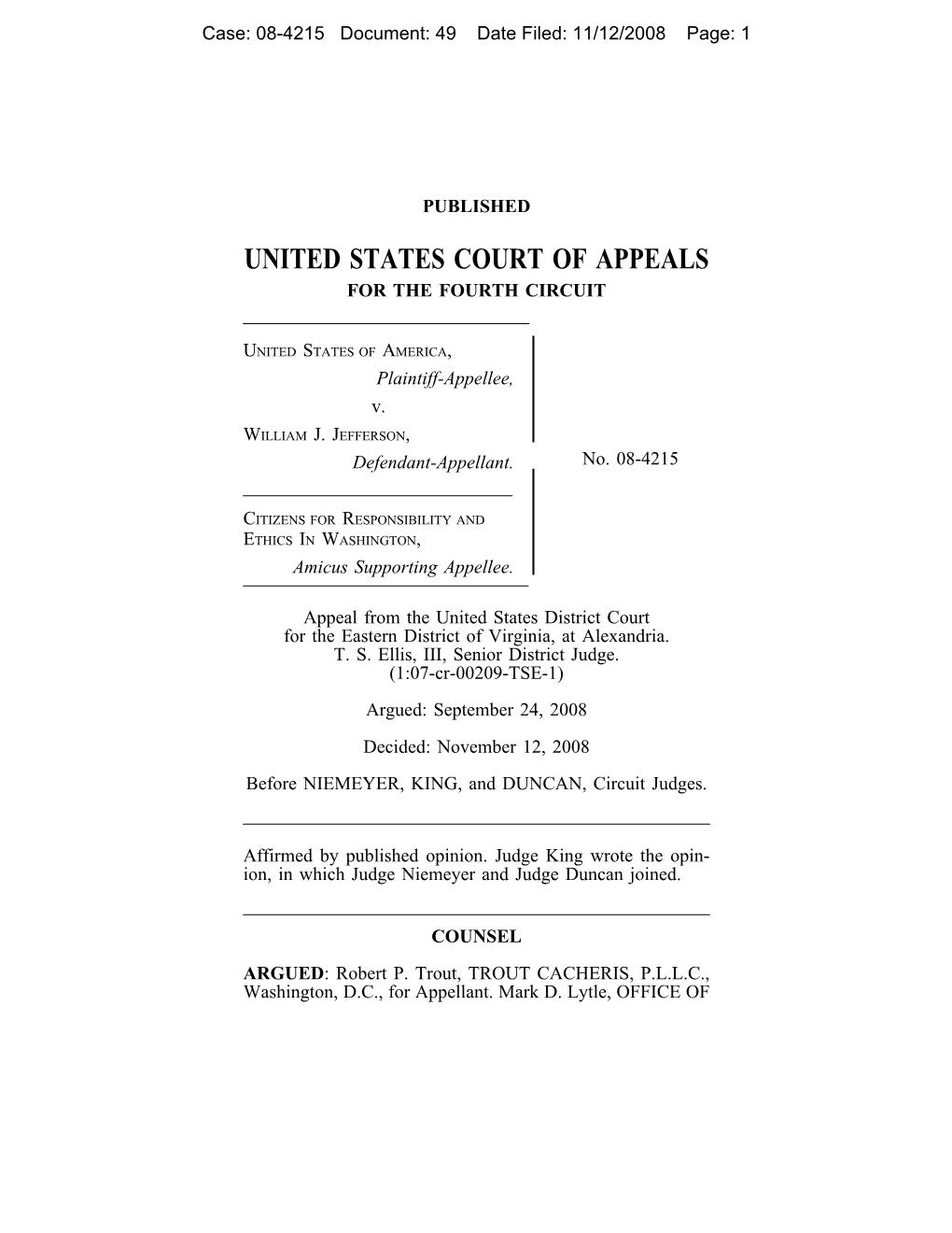 Opinion of the United States Court of Appeals For