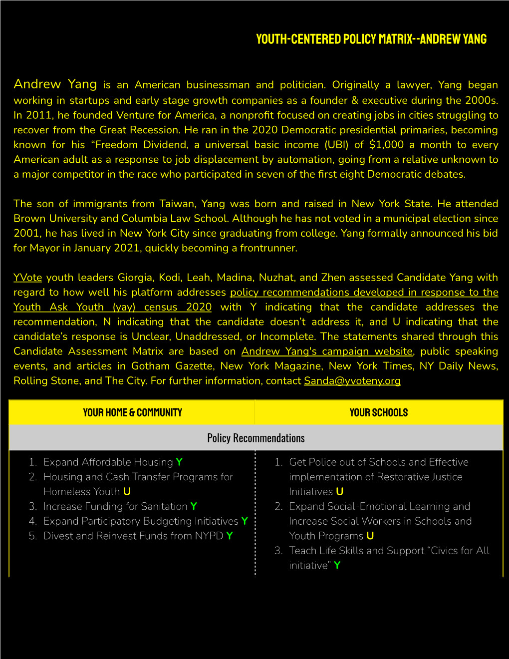 [Yang] Yvote Youth-Centered Policy Matrix