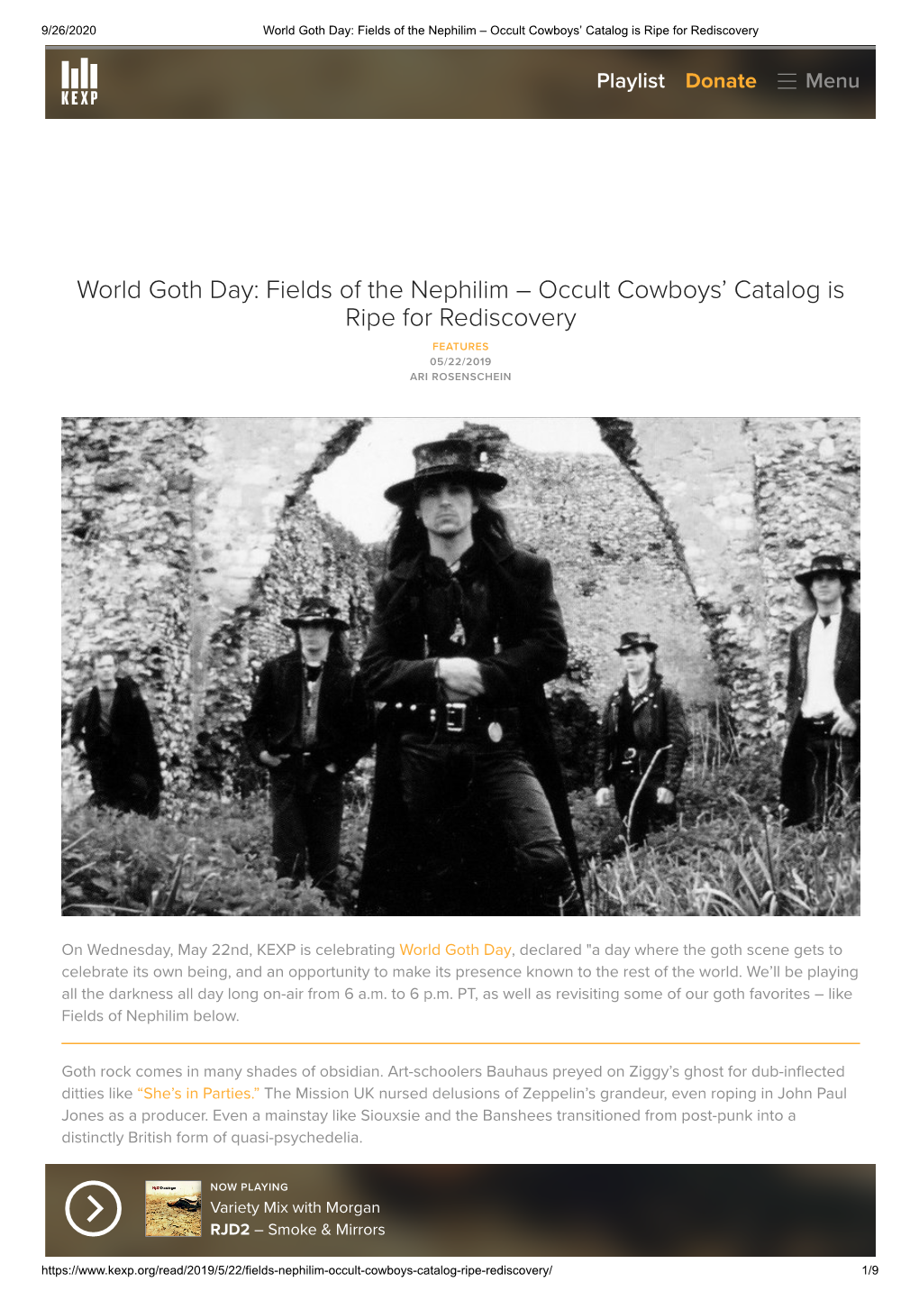 World Goth Day: Fields of the Nephilim – Occult Cowboys’ Catalog Is Ripe for Rediscovery