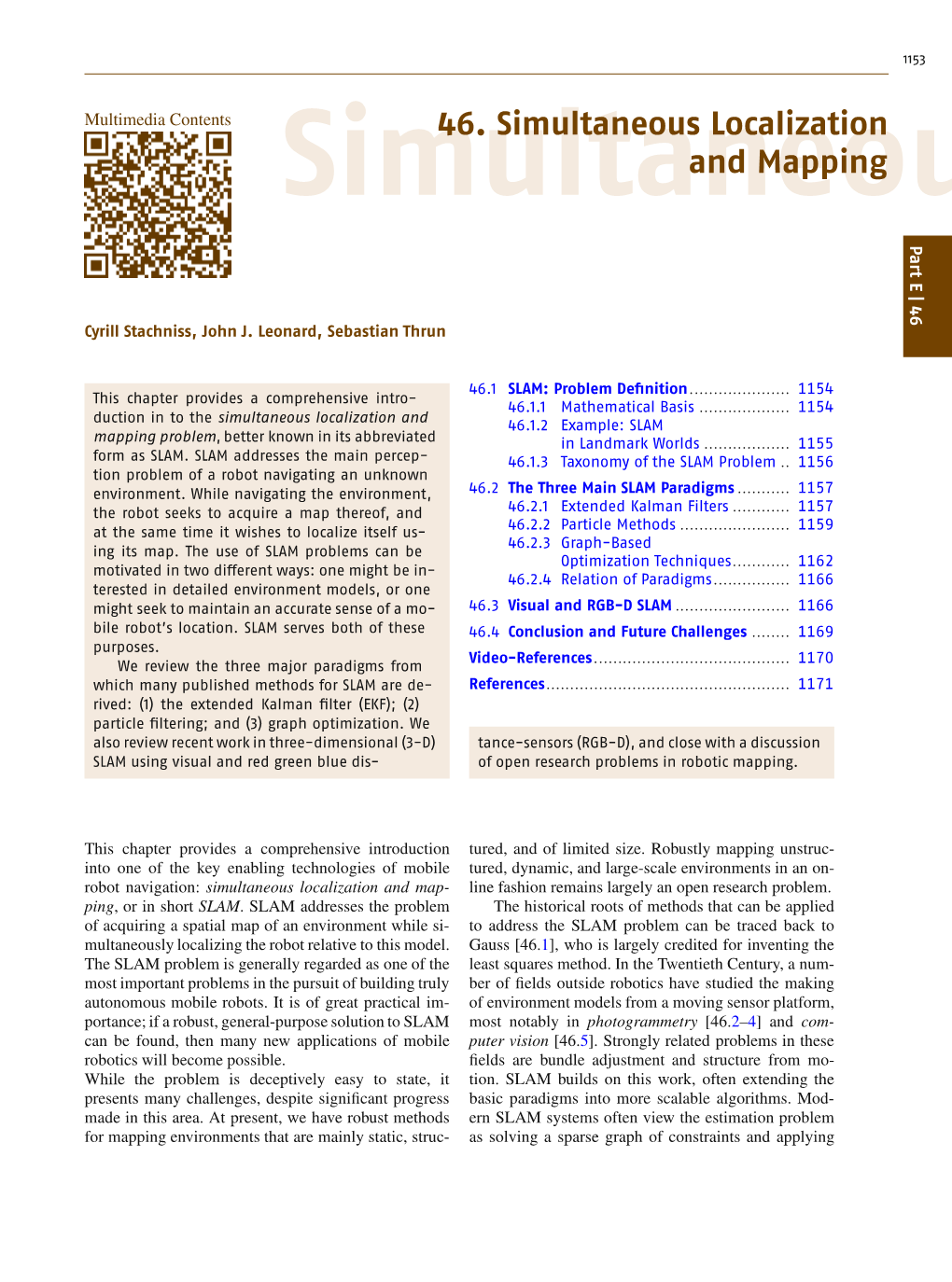 Simultaneous Localization and Mapping 46.1 SLAM: Problem Definition 1155 Ical Model for SLAM