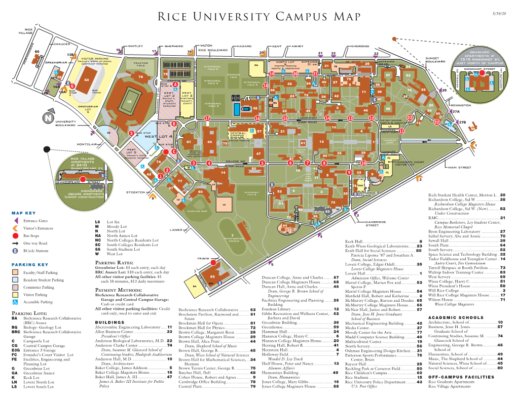 Rice University Campus Map 5/19/20 Rice Village