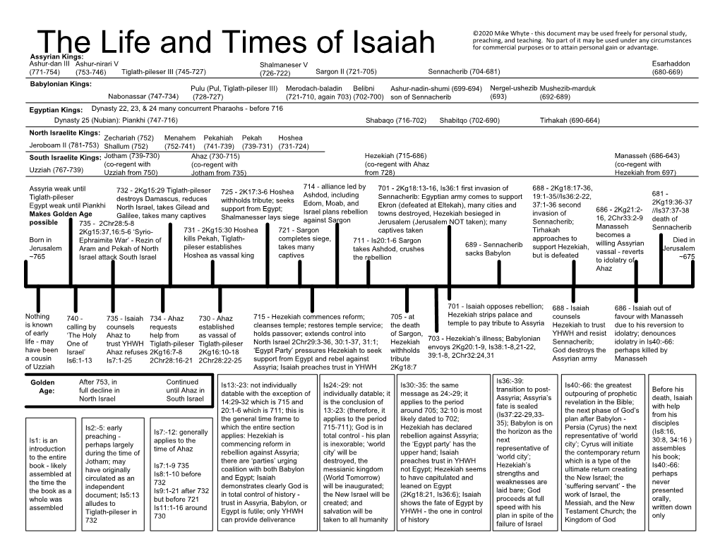 The Life and Times of Isaiah for Commercial Purposes Or to Attain Personal Gain Or Advantage