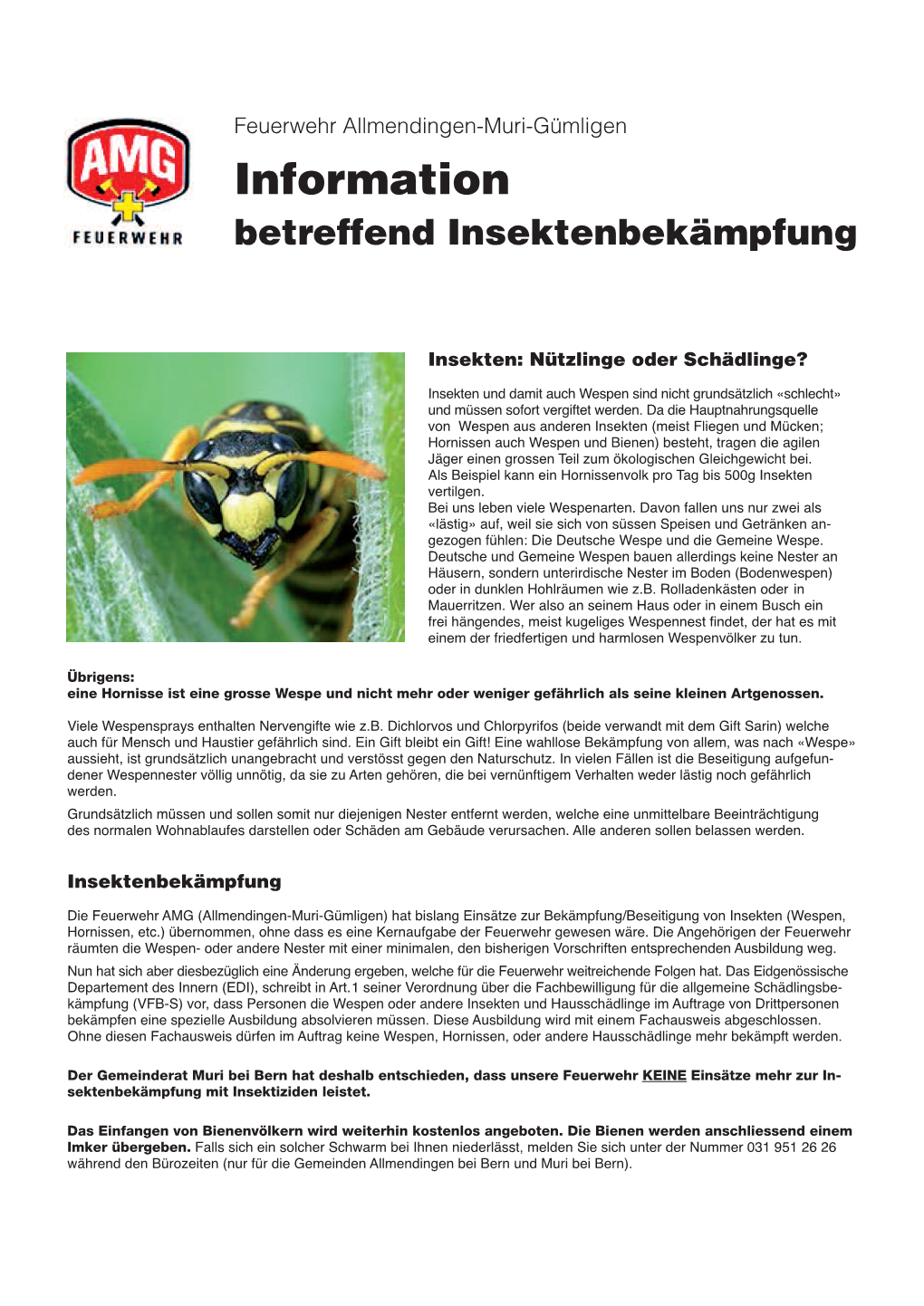 Information Betreffend Insektenbekämpfung