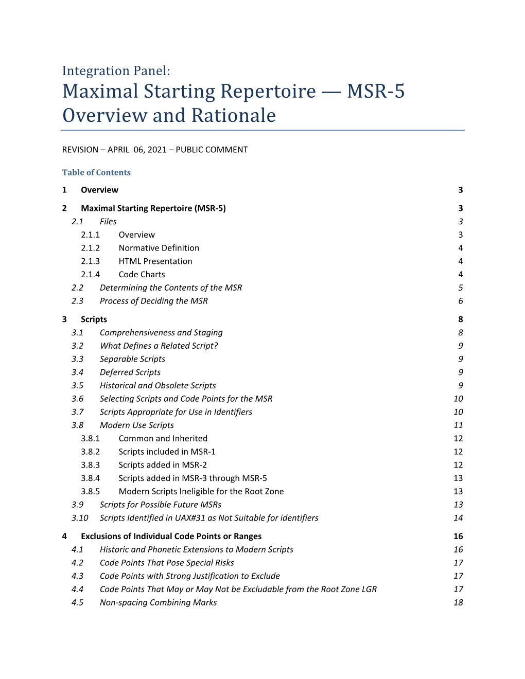 Overview and Rationale