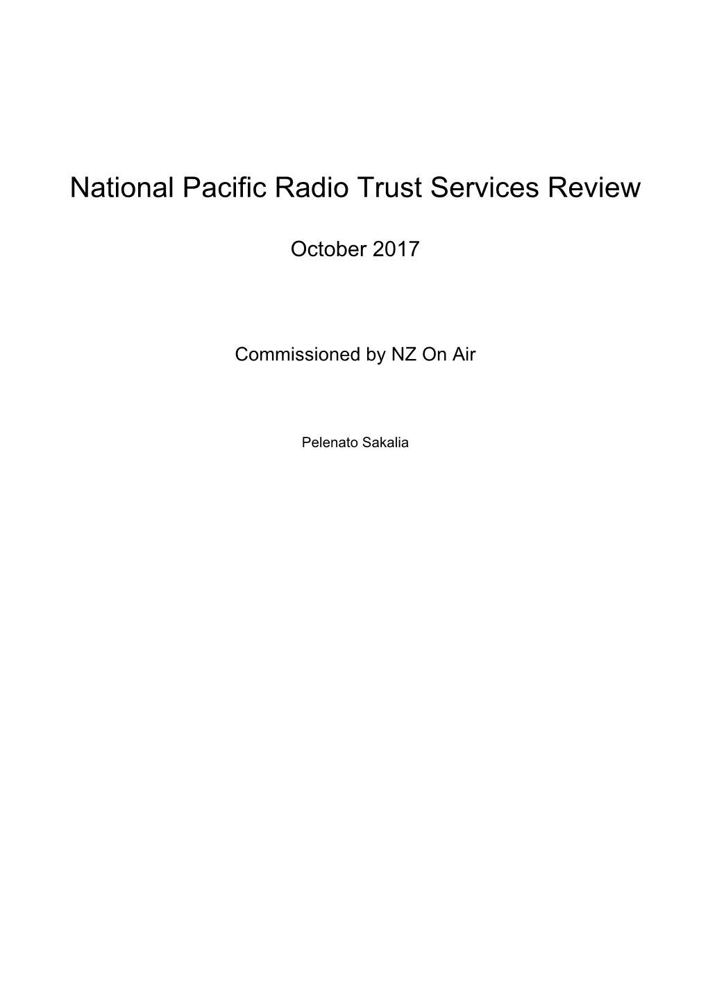 National Pacific Radio Trust Services Review