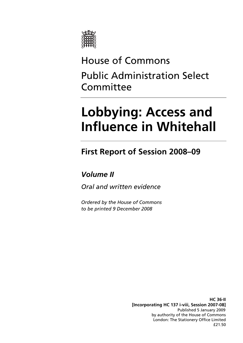 Lobbying: Access and Influence in Whitehall