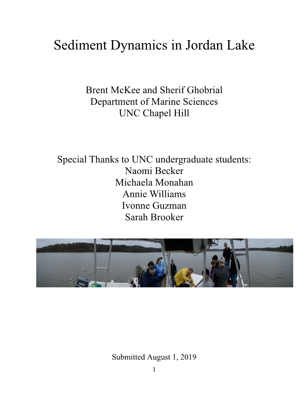 Sediment Dynamics in Jordan Lake