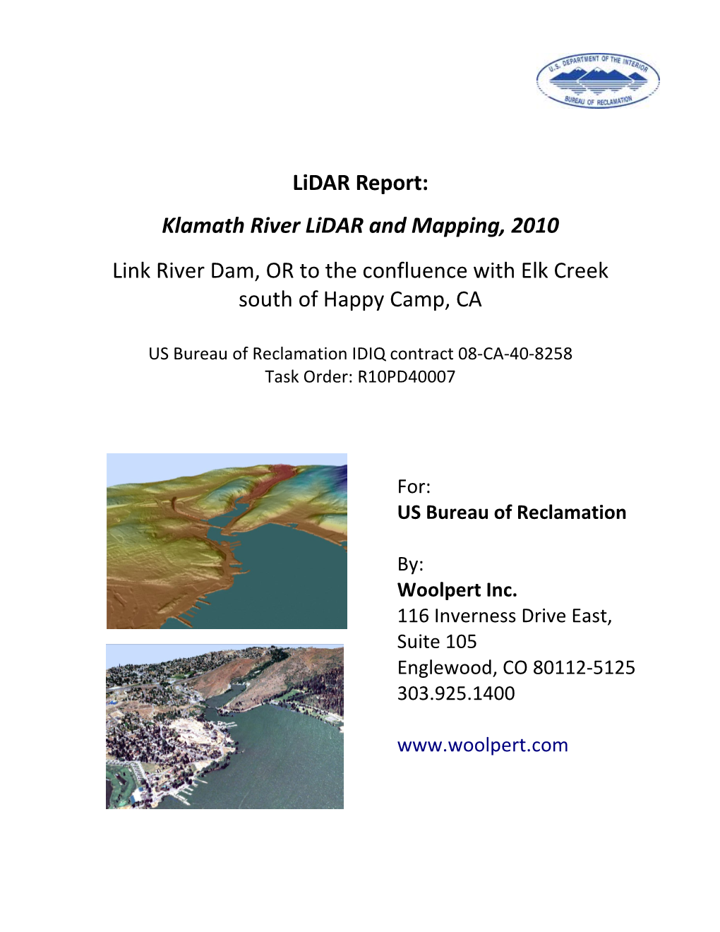 Lidar Report: Klamath River Lidar and Mapping, 2010 Link River Dam