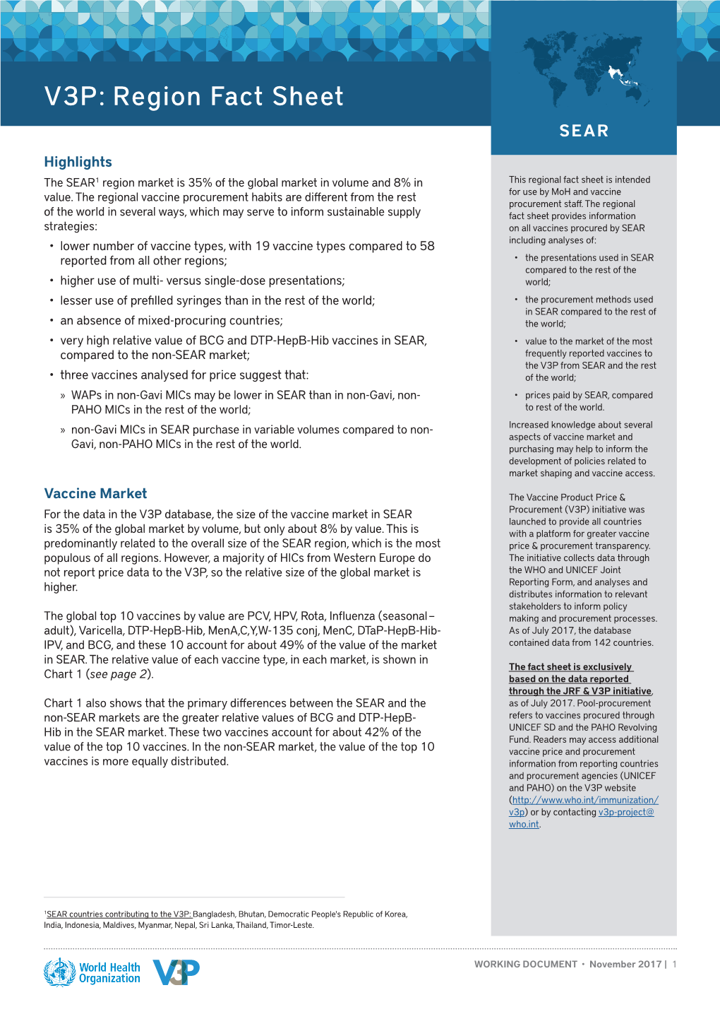 V3P: Region Fact Sheet SEAR