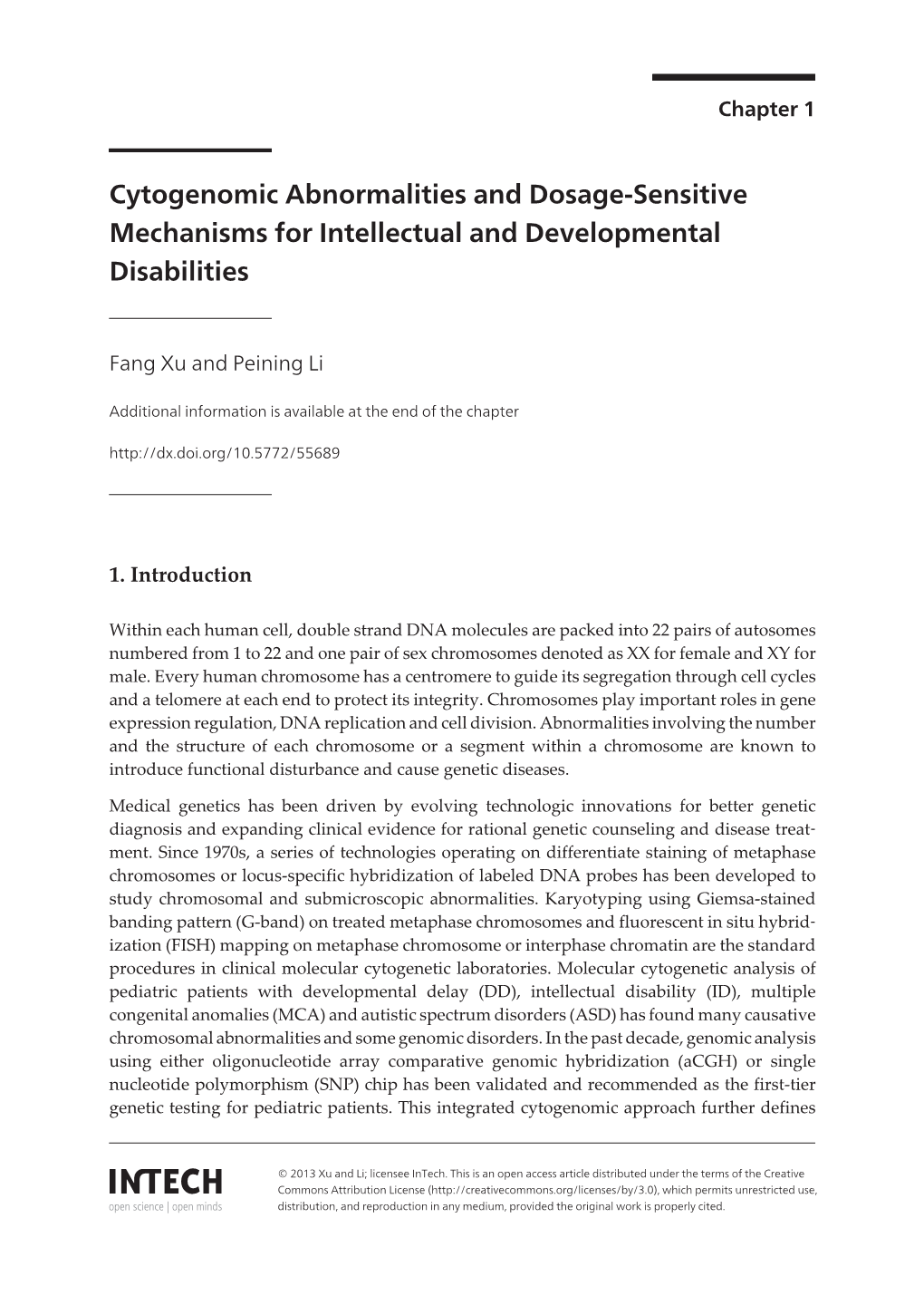 Cytogenomic Abnormalities and Dosage-Sensitive Mechanisms for Intellectual and Developmental Disabilities